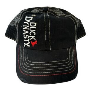 Vintage A&E Duck Dynasty Black Trucker Hat Distressed Mesh Adjustable Cotton